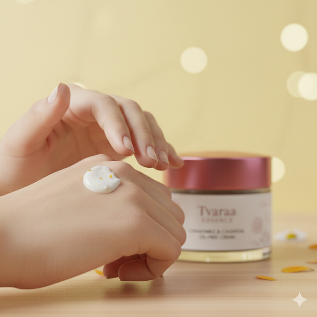 tvaraa essence chamomile & calendula oil free cream – soothing, calming moisturizer for sensitive & irritated skin tvaraa essence chamomile & calendula oil free cream – soothing, calming moisturizer for sensitive & irritated skin