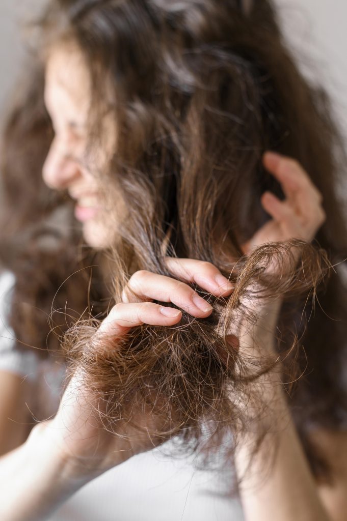 close up woman with tangles