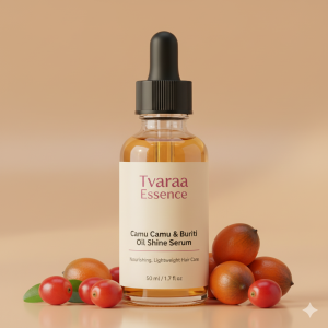 Shop Category Tvaraa Essence Camu Camu & Buriti Oil Shine Serum – Lightweight Nourishing Hair Serum for Radiant, Smooth, Frizz-Free Hair