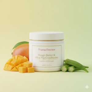 Tvaraa Essence Mango Butter & Okra Slip Conditioner – Deeply Moisturizing, Detangling Conditioner for Soft, Manageable Hair
