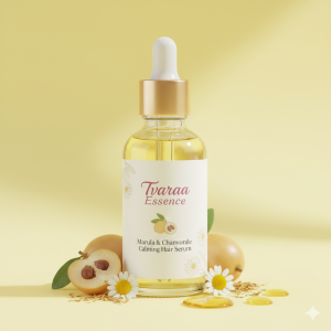 Tvaraa Essence Marula & Chamomile Calming Hair Serum – Soothing & Nourishing Hair Oil for Smooth, Frizz-Free Hair