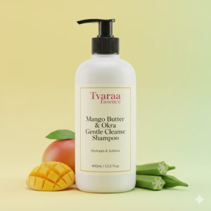 Tvaraa Essence Mango Butter & Okra Gentle Cleanse Shampoo – Moisturizing, Sulfate-Free Shampoo for Soft, Healthy Hair