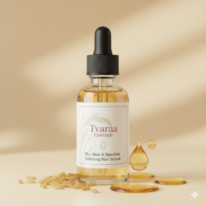 Tvaraa Essence Rice Bran & Squalane Softening Hair Serum – Lightweight Nourishing Hair Oil for Smooth, Frizz-Free Hair