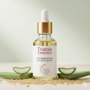 Tvaraa Essence Rice Bran & Aloe Anti-Frizz Hair Oil – Smoothening, Shine-Enhancing & Humidity Control