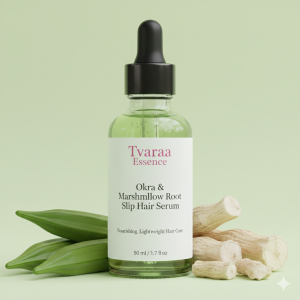 Tvaraa Essence Okra & Marshmallow Root Slip Hair Serum – Lightweight Nourishing Hair Serum for Smooth, Frizz-Free, Detangled Hair