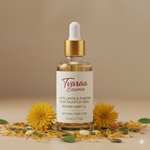 Tvaraa Essence Safflower & Pumpkin Seed Deep Moisture Hair Oil – Intensive Nourishing Oil for Dry, Damaged & Frizzy Hair