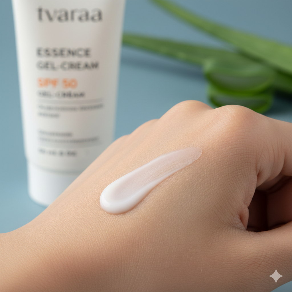 tvaraa essence gel cream spf 50 niacinamide & zinc – oil balancing lightweight sunscreen for acne prone skin tvaraa essence gel cream spf 50 niacinamide & zinc – oil balancing lightweight sunscreen for acne prone skin