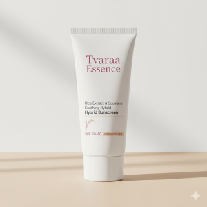 Shop Category Tvaraa Essence Rice Extract & Squalane Soothing Hybrid Sunscreen SPF 30–50 – Lightweight UV Protection for Sensitive Skin