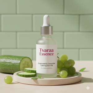 Shop Category Tvaraa Essence Grapeseed & Cucumber Calming Face Oil – Lightweight Soothing Oil for Combination Skin
